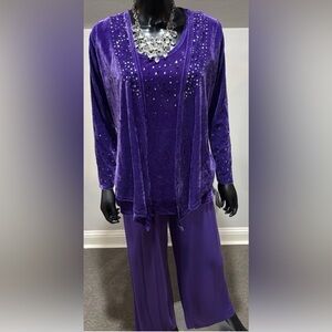 Completely Me Liz Lange Purple Rhinestone 3 Pc Outfit Twin Set & pants S